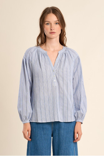 Cotton blouse, striped