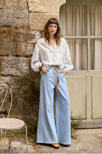 Blouse en coton rayée, à motifs