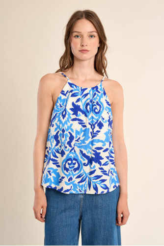 Top de mujer lencero, de tirantes, con estampado.