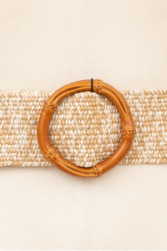 Ceinture tressée avec boucle en bois