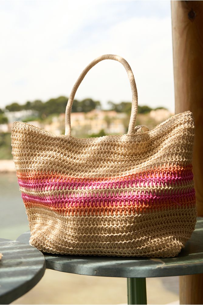 Sac en raphia rayé