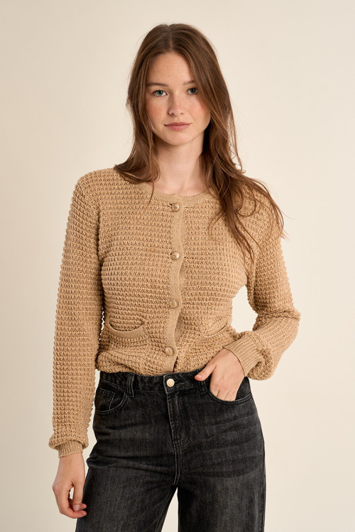 Cardigan en maille, col rond