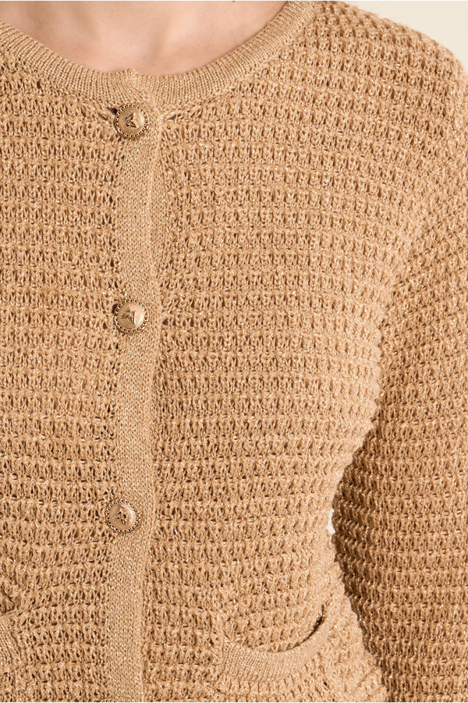 Knitted cardigan, round neck