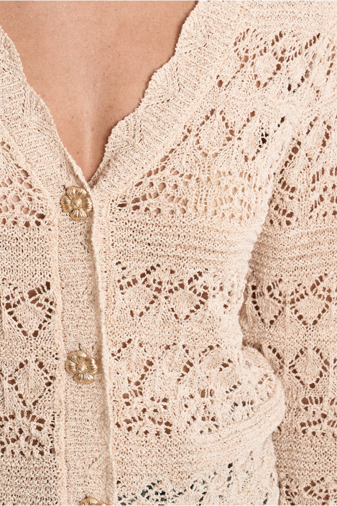 Openwork knit cardigan, V-neck