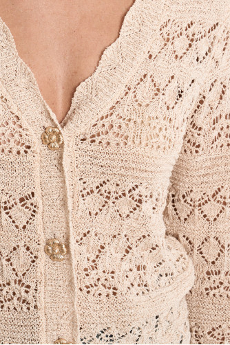 Openwork knit cardigan, V-neck