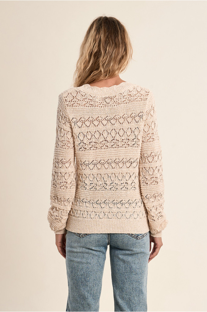 Openwork knit cardigan, V-neck