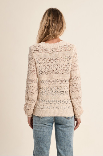 Cardigan en maille ajourée, col V