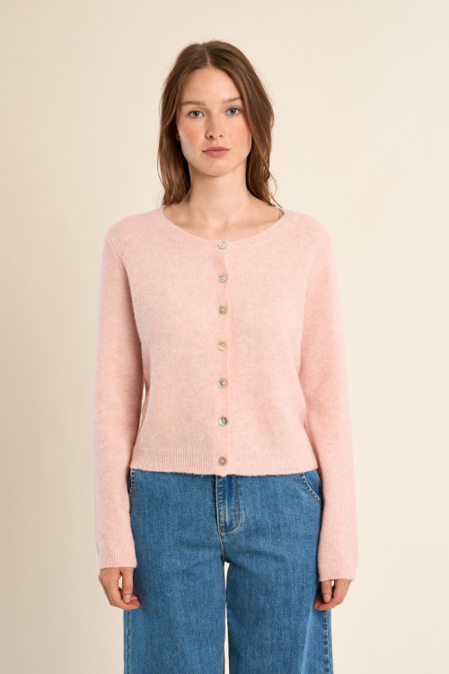 Knitted cardigan, buttoned