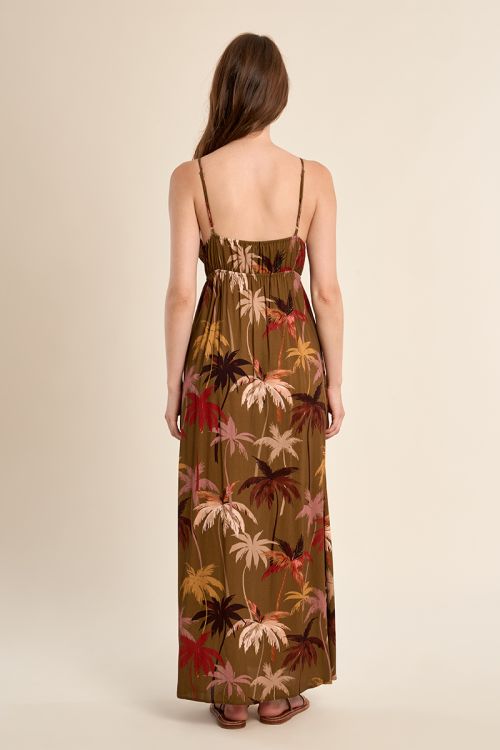 Vestido largo, de tirantes, con estampado.