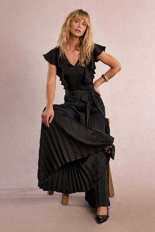 Long, pleated jumpsuit