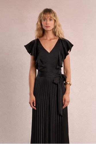 Long, pleated jumpsuit