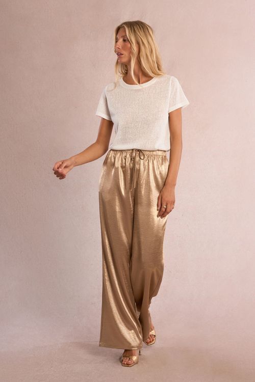 High-waisted trousers, satin