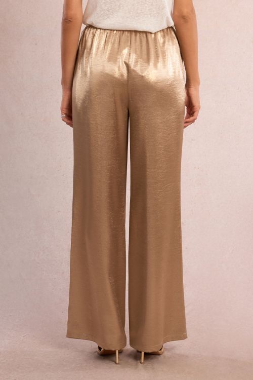 Pantalon taille hauté, satiné