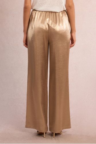 Pantalon taille hauté, satiné