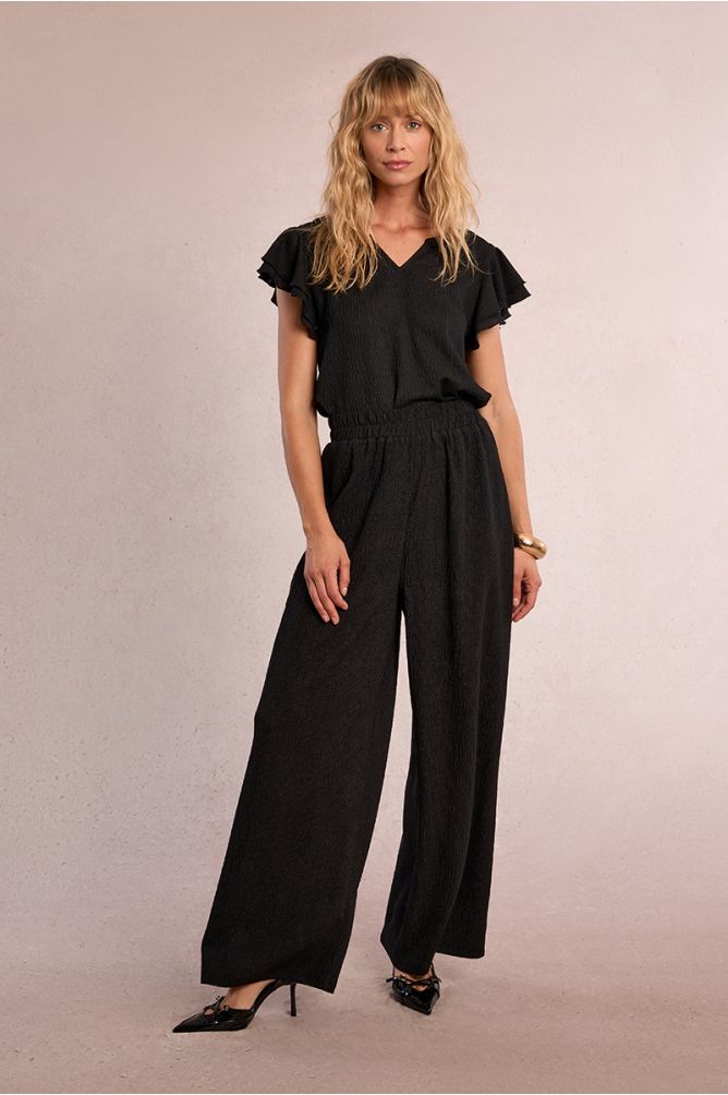 Pantalon droit et fluide en semi-transparence