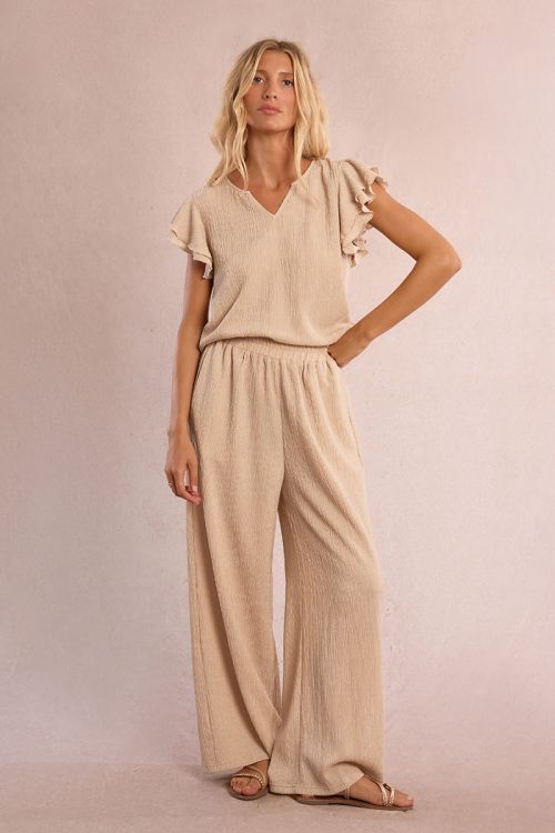 Straight, flowing trousers in semi-sheer