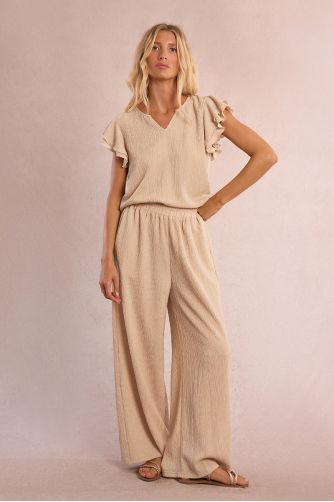 Pantalon droit et fluide en semi-transparence