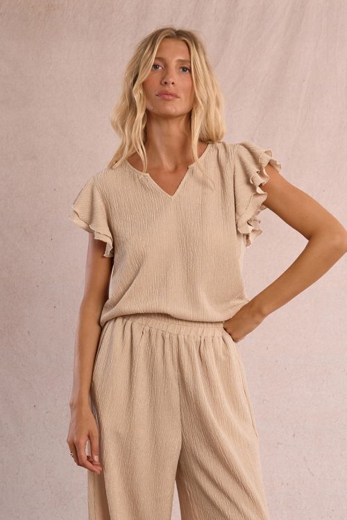 Ruffled short-sleeved top