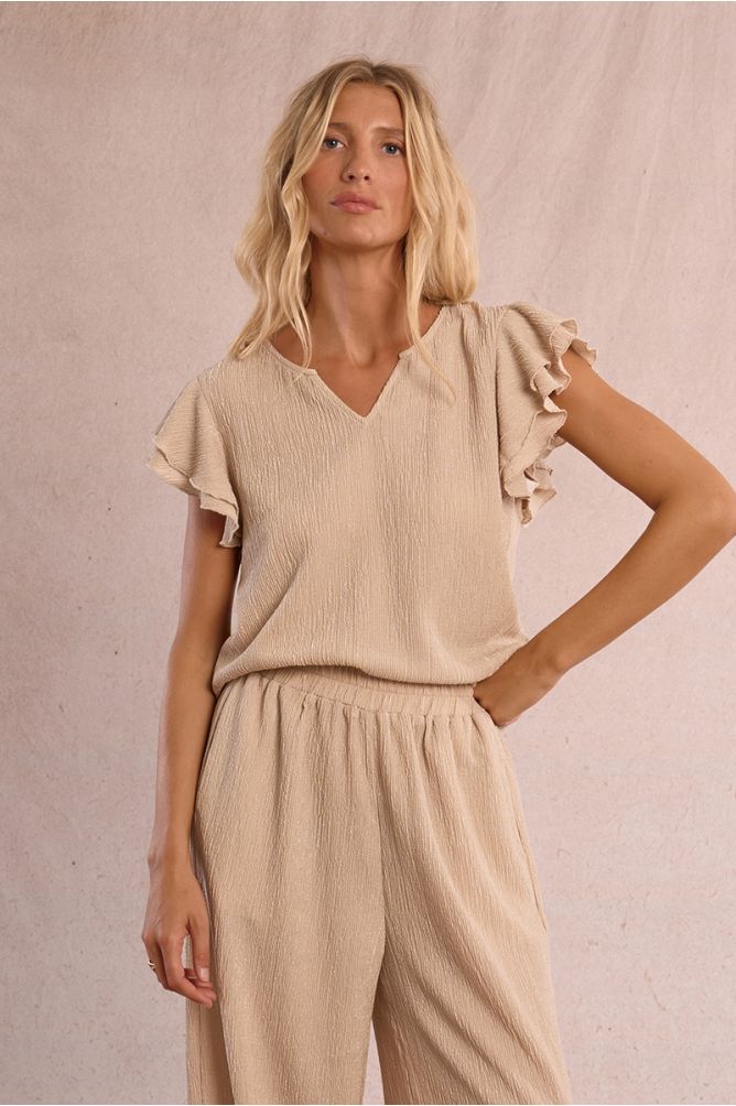 Top manches courtes volantées