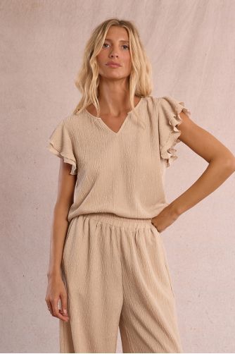 Ruffled short-sleeved top