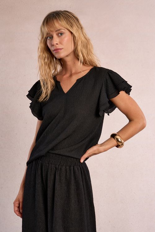 Ruffled short-sleeved top