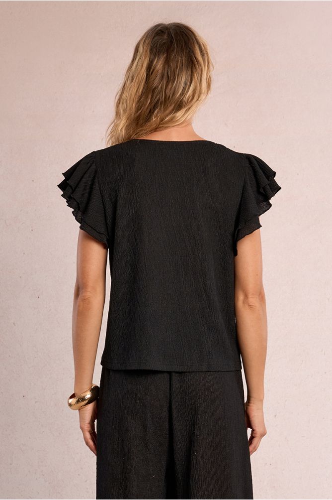 Ruffled short-sleeved top