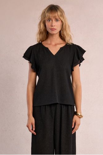 Ruffled short-sleeved top