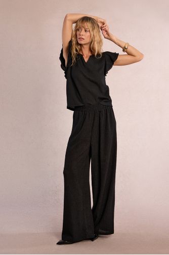 Ruffled short-sleeved top