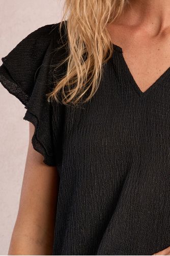 Ruffled short-sleeved top