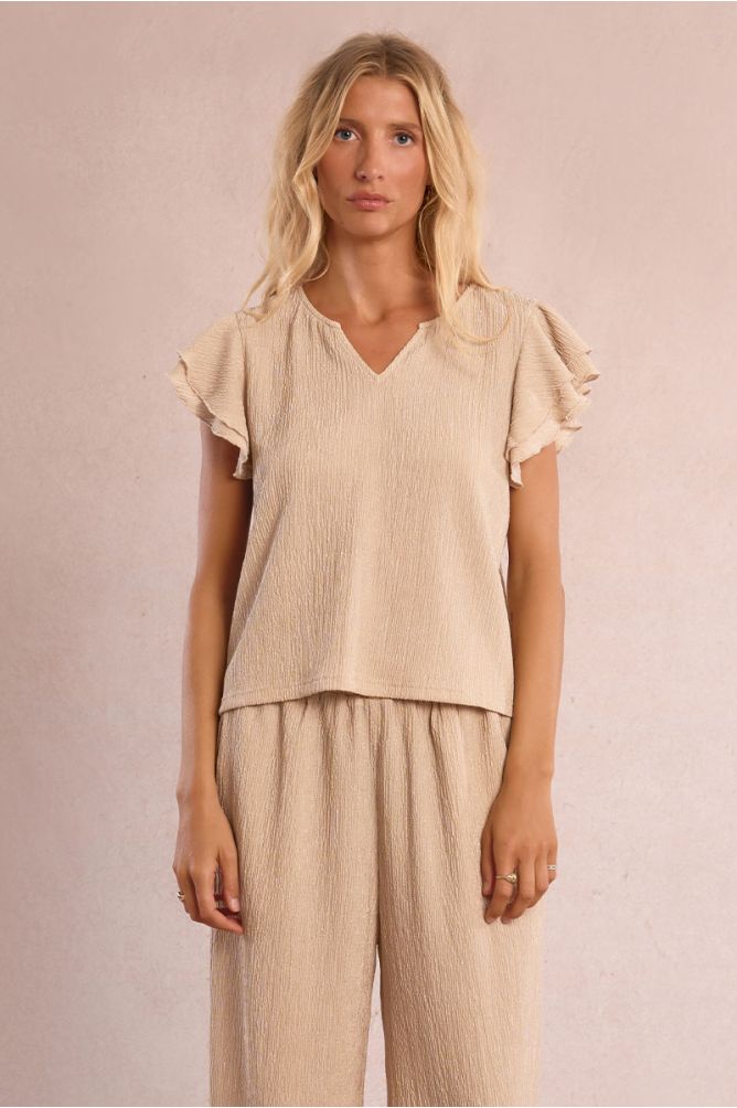 Ruffled short-sleeved top