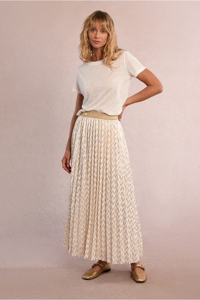 Long pleated, iridescent skirt