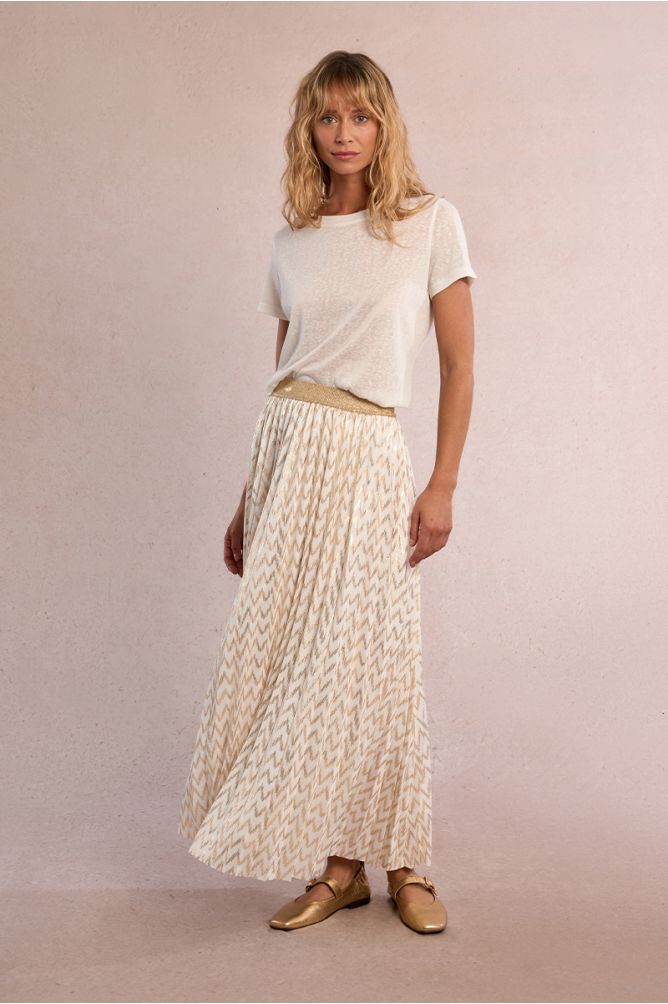 Long pleated, iridescent skirt