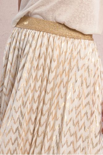 Long pleated, iridescent skirt