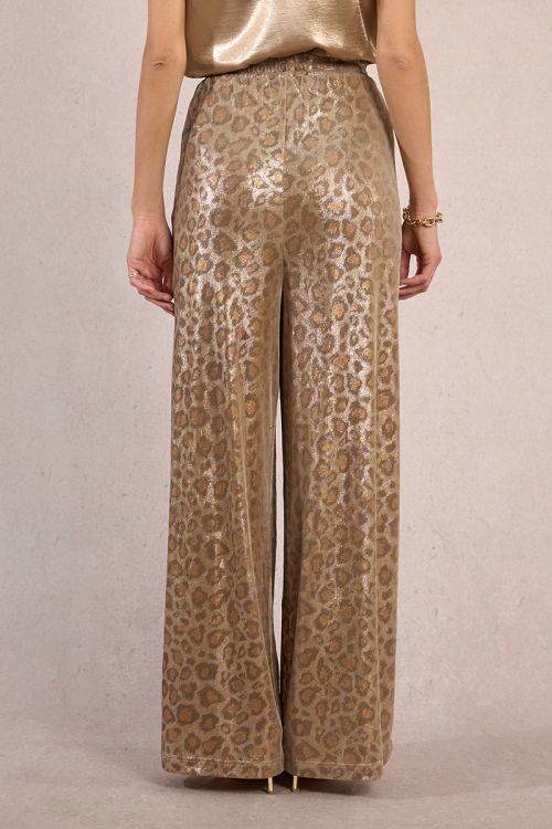 Pantalon fluide imprimé léopard, irisé