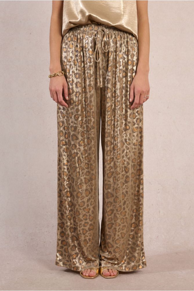 Pantalon fluide imprimé léopard, irisé
