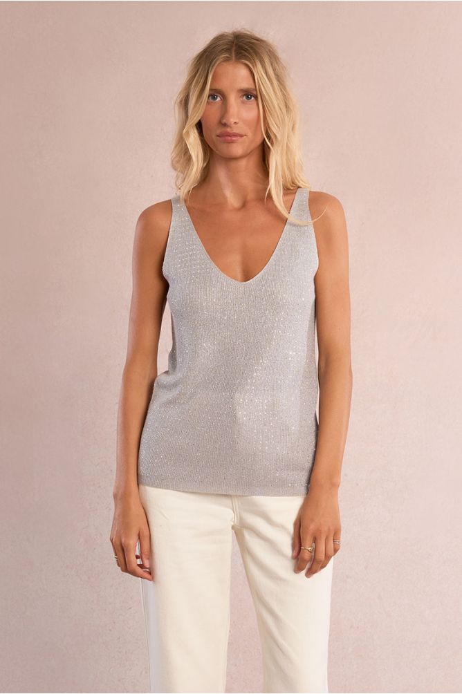 Top de mujer de tirantes, estampado lunares.