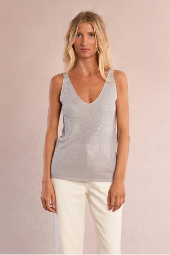 Top de mujer de tirantes, estampado lunares.