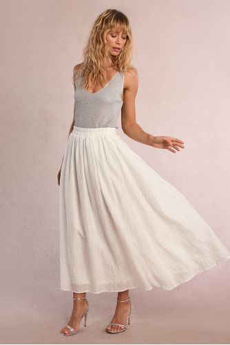Long flared skirt, with rhinestones