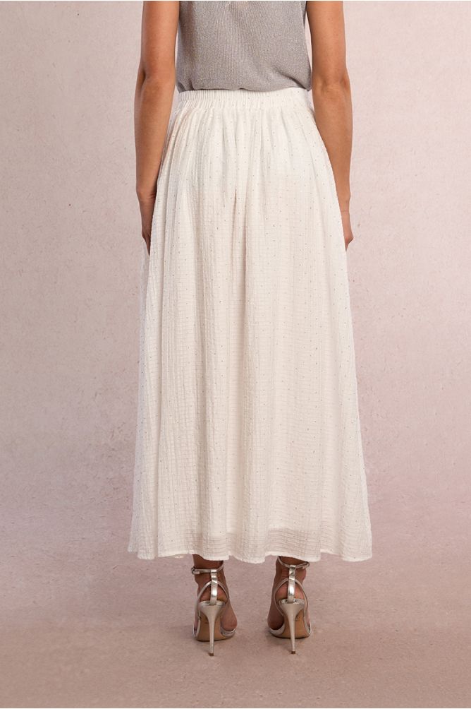 Long flared skirt, with rhinestones