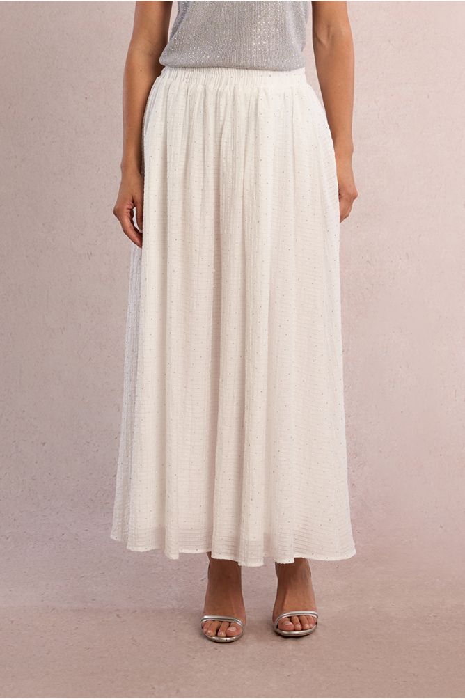 Long flared skirt, with rhinestones