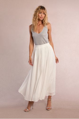 Long flared skirt, with rhinestones