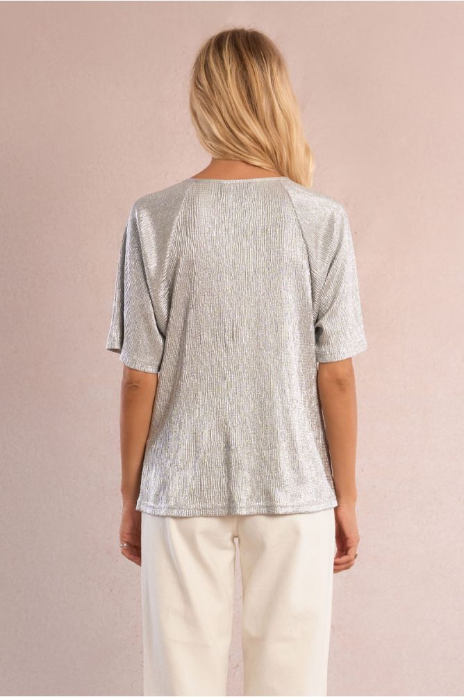 Iridescent top, pleated