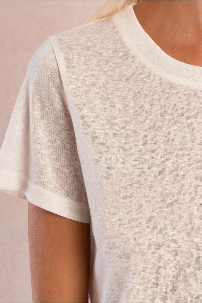 T-shirt pailleté en semi-transparence