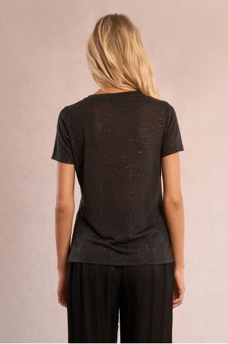 T-shirt pailleté en semi-transparence