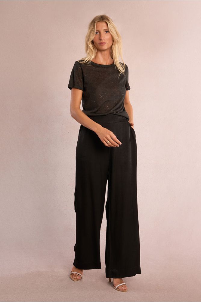 T-shirt pailleté en semi-transparence