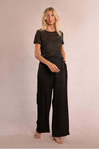 T-shirt pailleté en semi-transparence