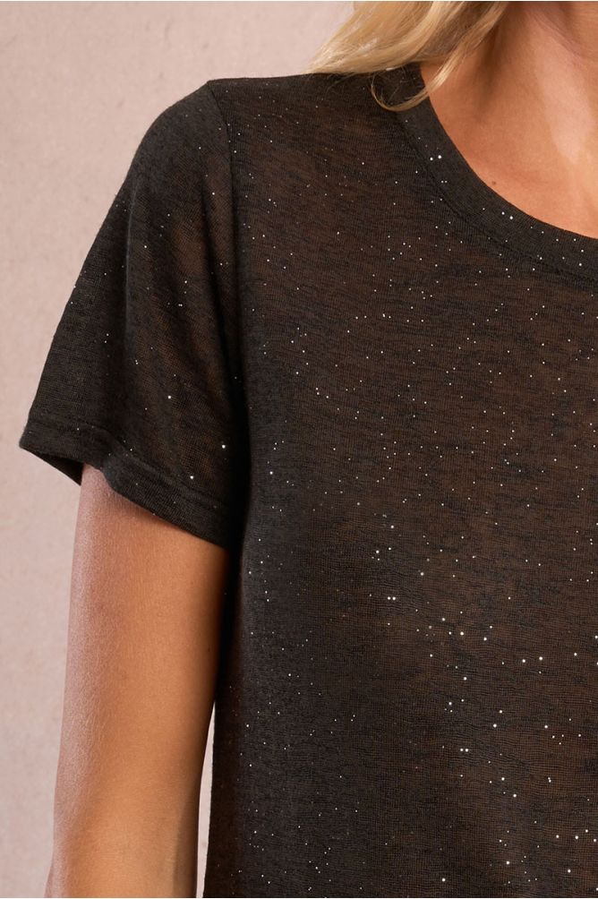 T-shirt pailleté en semi-transparence