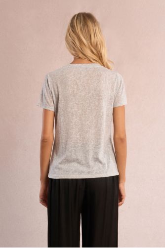 T-shirt pailleté en semi-transparence