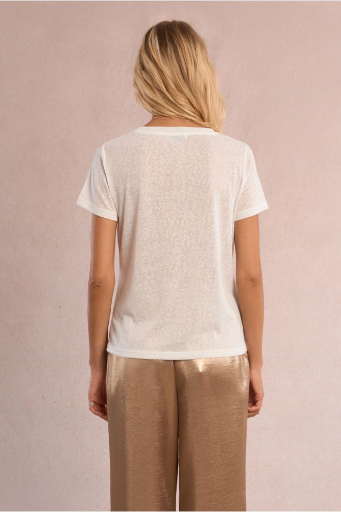 T-shirt pailleté en semi-transparence