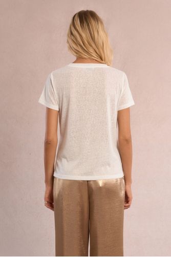T-shirt pailleté en semi-transparence